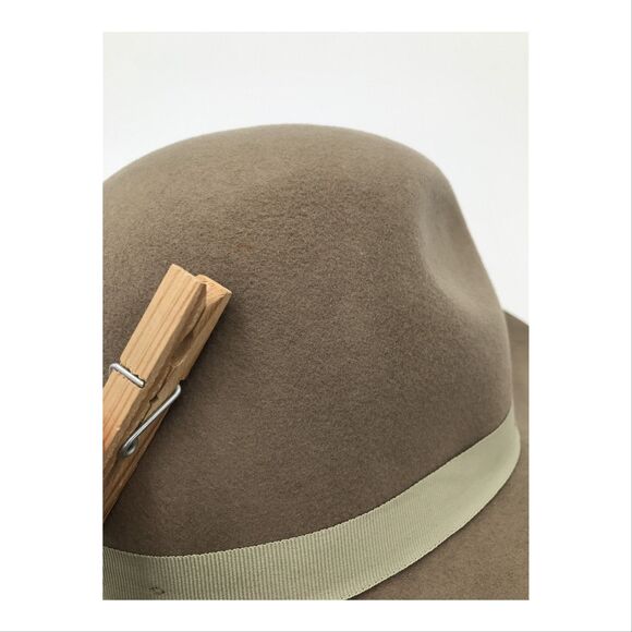 Brixton Womens Dalila Wool Felt Hat Small 7 56cm Beige Fedora Ribbon Floppy Brim - Picture 10 of 10